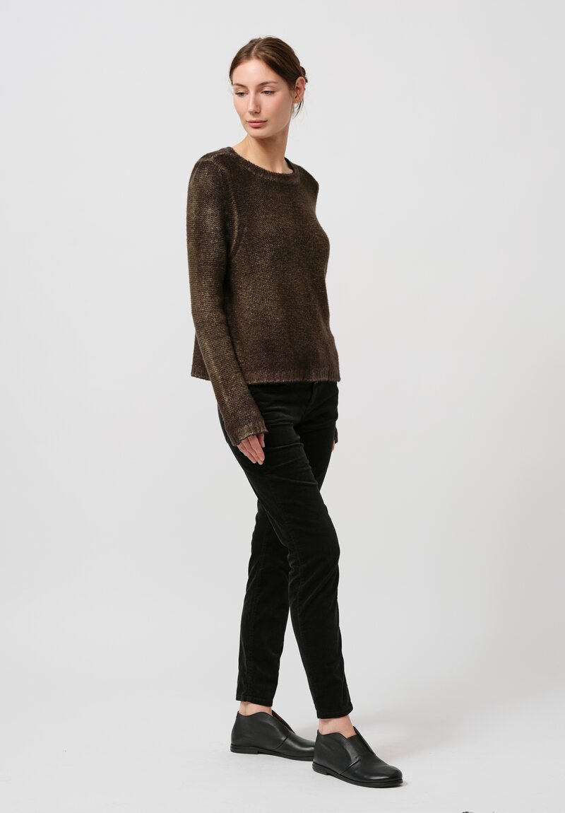 Avant Toi Cashmere & Silk Garzato Sweater in Nero Moss Green