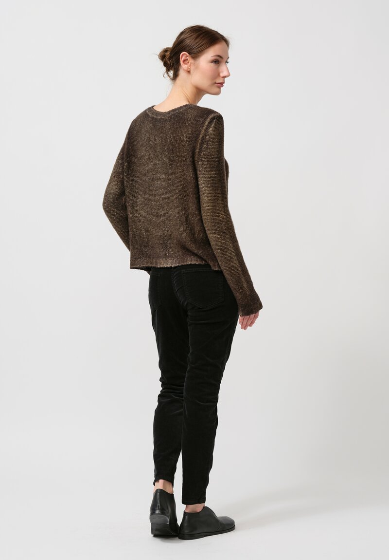 Avant Toi Cashmere & Silk Garzato Sweater in Nero Moss Green