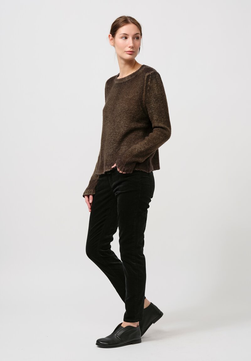 Avant Toi Cashmere & Silk Garzato Sweater in Nero Moss Green