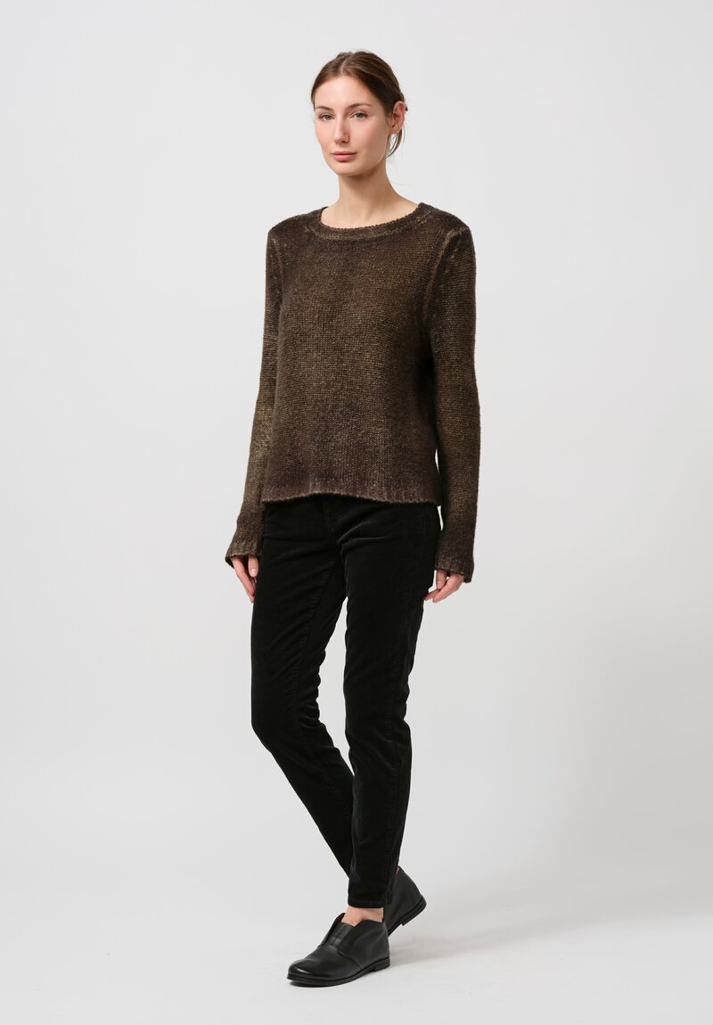 Avant Toi Cashmere & Silk Garzato Sweater in Nero Moss Green