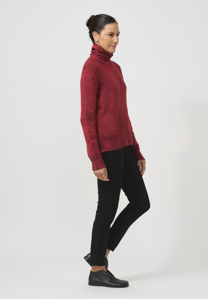 Avant Toi Hand-Painted Cotton Garzato Turtleneck in Nero Goji Red	