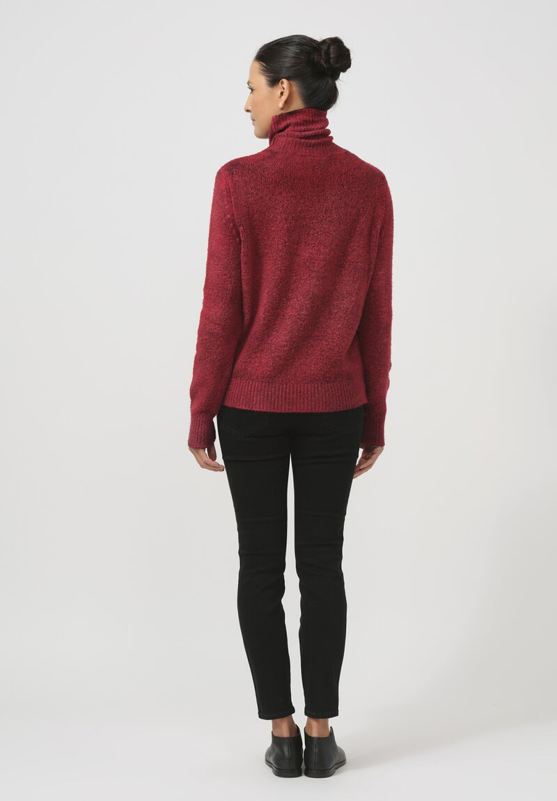 Avant Toi Hand-Painted Cotton Garzato Turtleneck in Nero Goji Red	