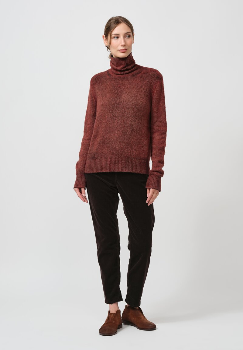 Avant Toi Hand-Painted Cotton Garzato Turtleneck in Nero Cuoio Brown	