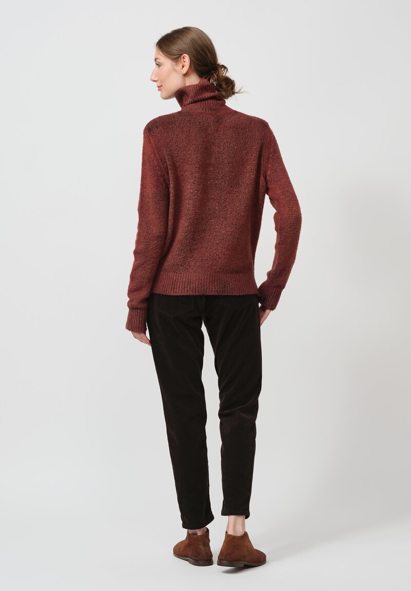 Avant Toi Hand-Painted Cotton Garzato Turtleneck in Nero Cuoio Brown	