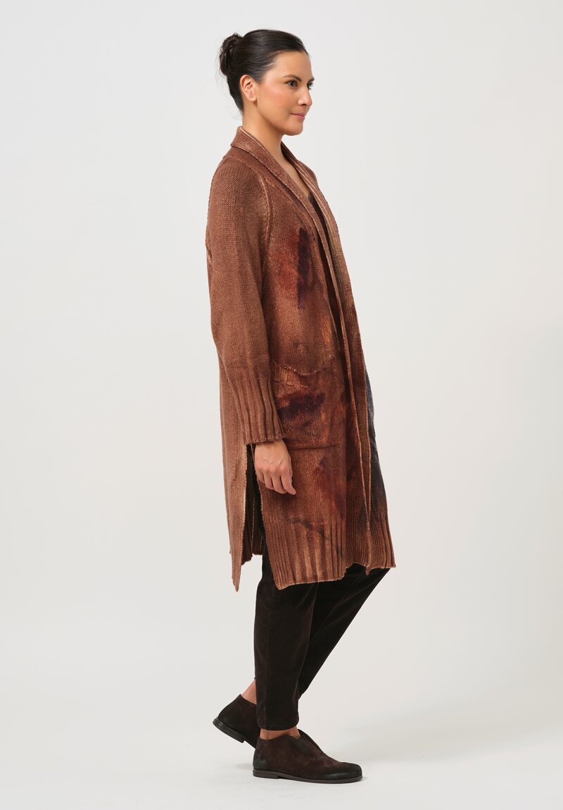 Avant Toi Hand-Painted Eco Cashmere Cardigan in Brownie Brown	