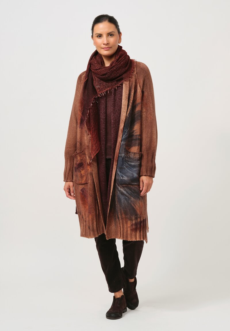 Avant Toi Hand-Painted Eco Cashmere Cardigan in Brownie Brown	