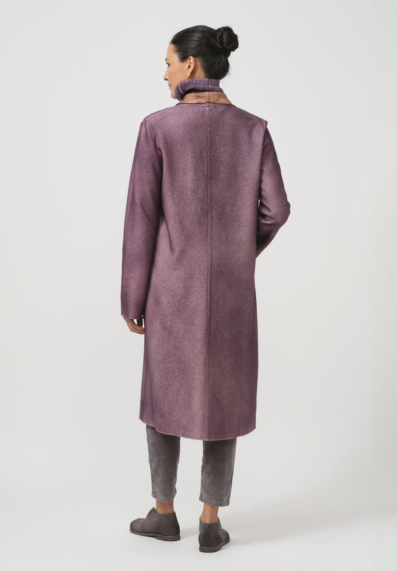 Avant Toi Felted Cashmere Cardigan Coat in Brownie & Mosto Purple	