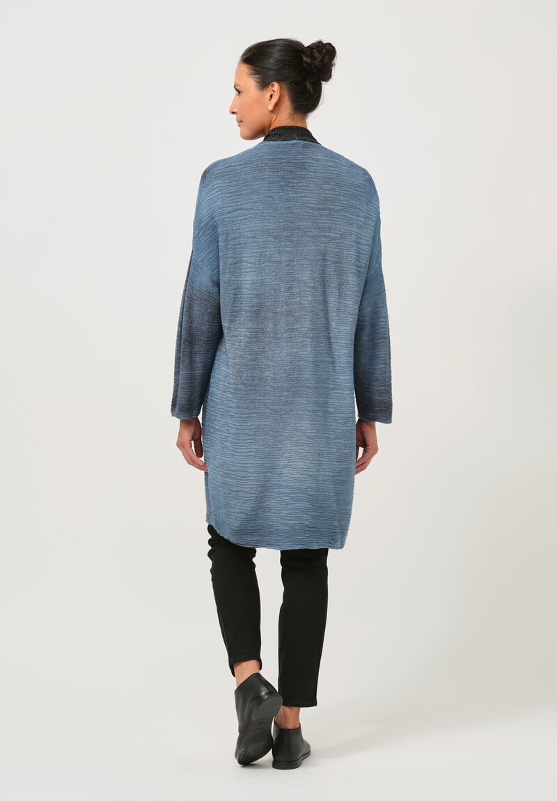 Avant Toi Cashmere & Silk Bellino Cardigan in Nero Water Blue	