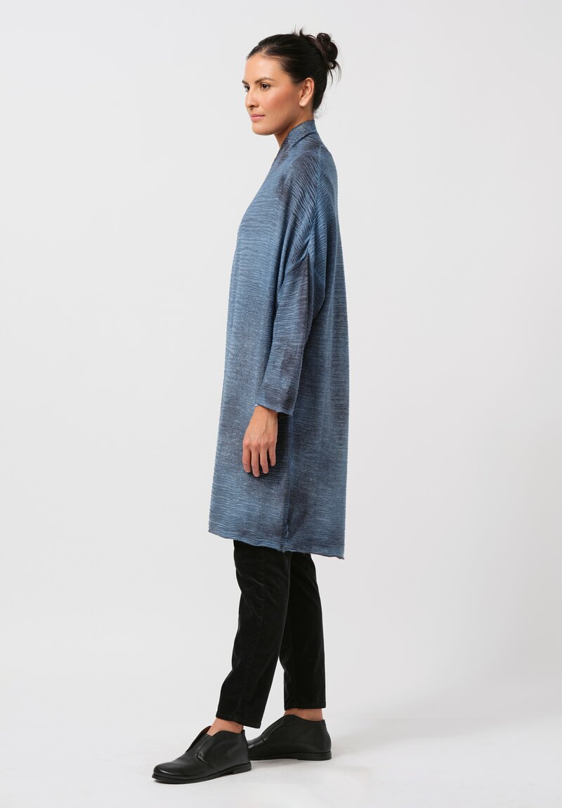 Avant Toi Cashmere & Silk Bellino Cardigan in Nero Water Blue	