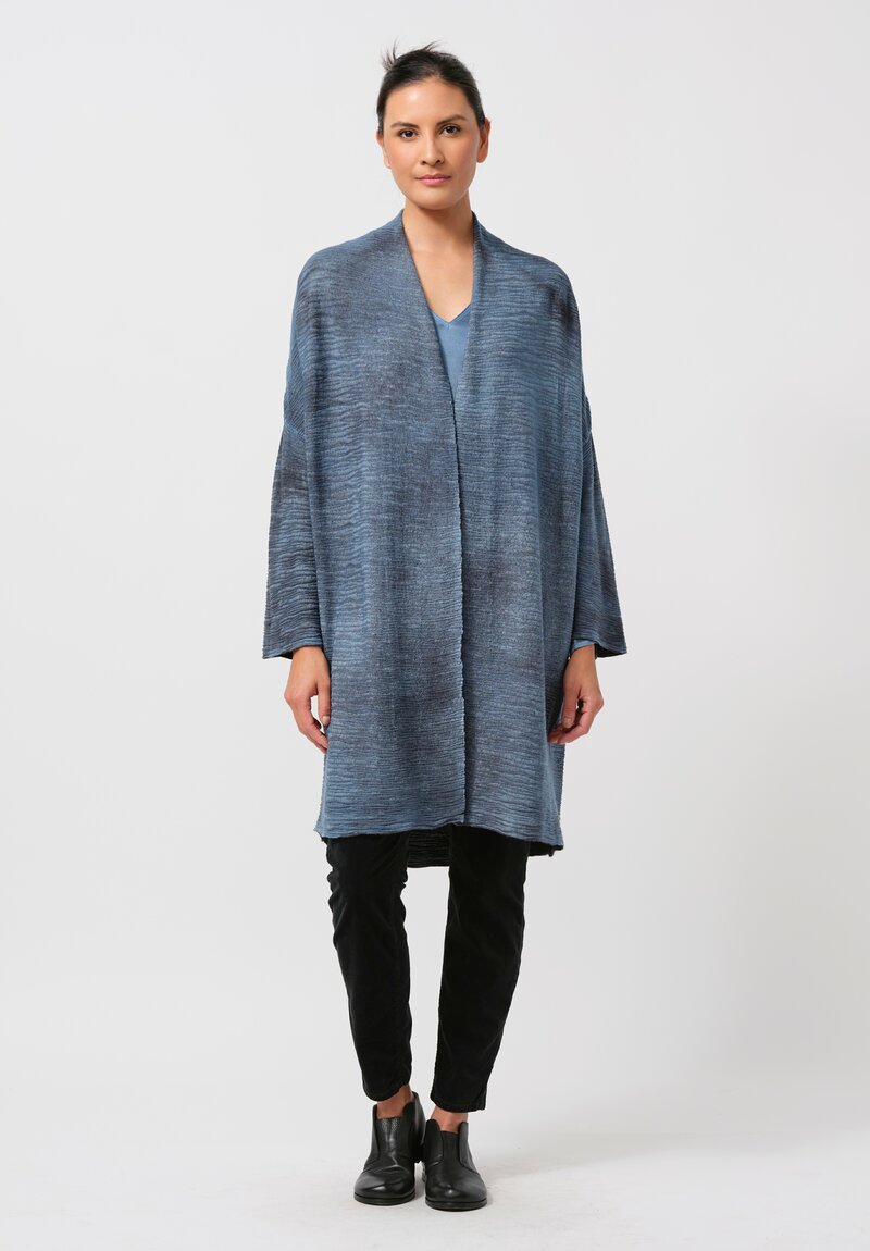 Avant Toi Cashmere & Silk Bellino Cardigan in Nero Water Blue	