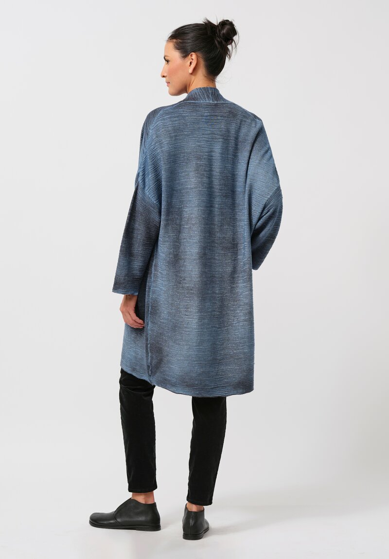 Avant Toi Cashmere & Silk Bellino Cardigan in Nero Water Blue	