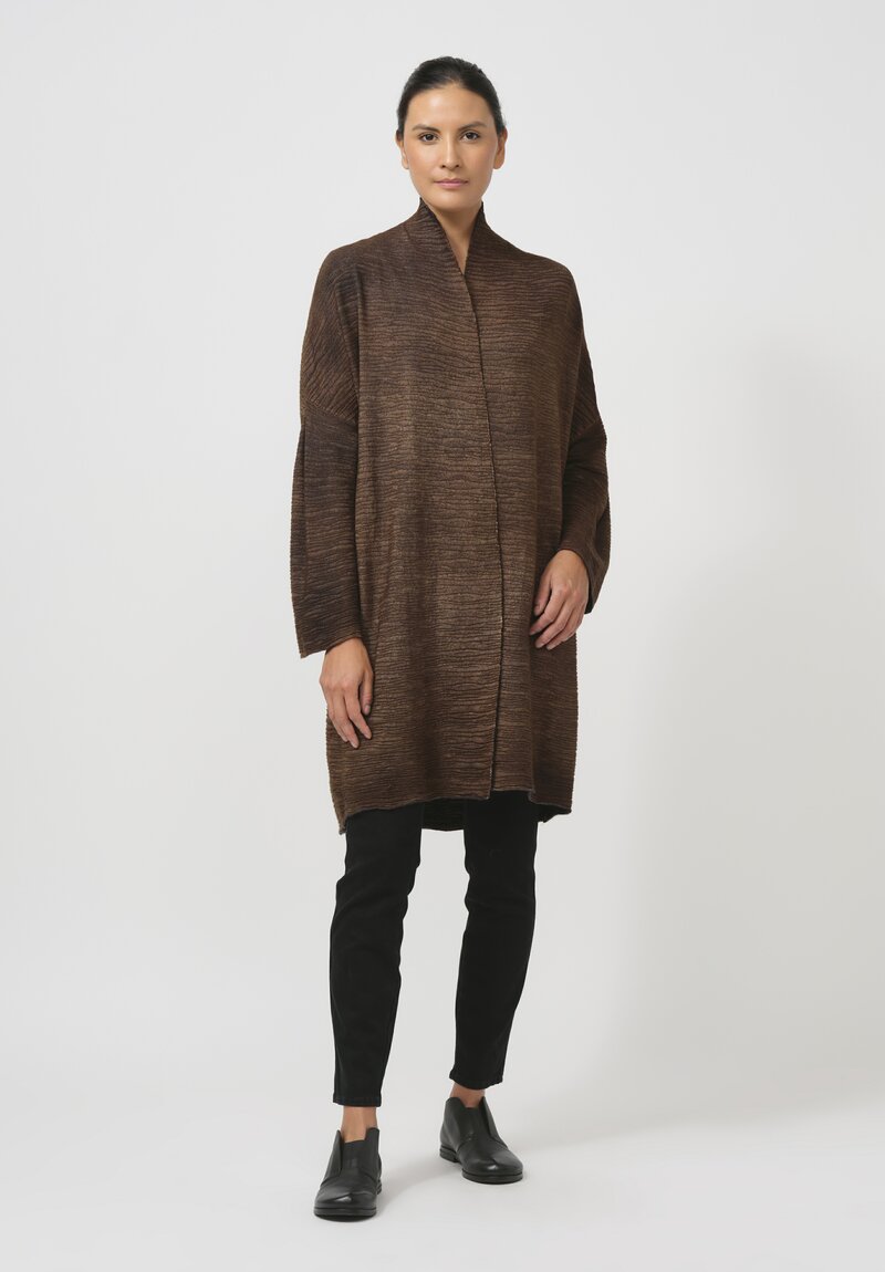 Avant Toi Cashmere & Silk Bellino Cardigan in Nero Sughero Brown	