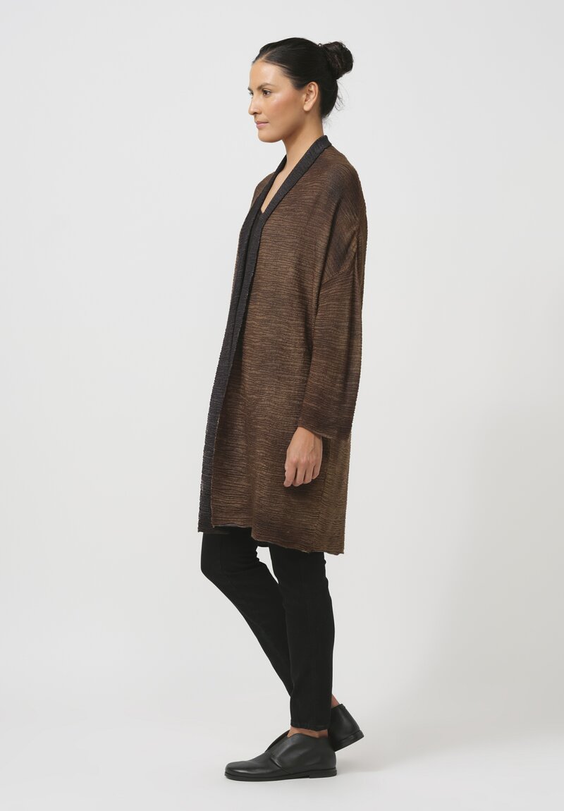 Avant Toi Cashmere & Silk Bellino Cardigan in Nero Sughero Brown	