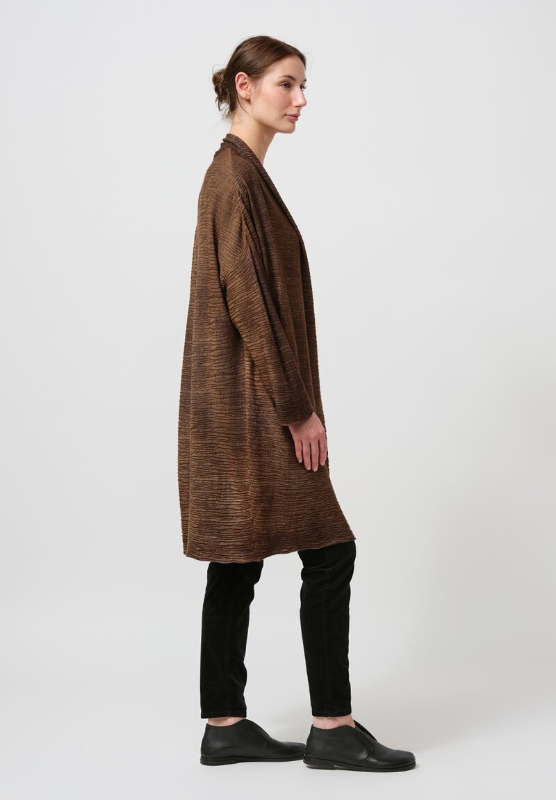 Avant Toi Cashmere & Silk Bellino Cardigan in Nero Sughero Brown	