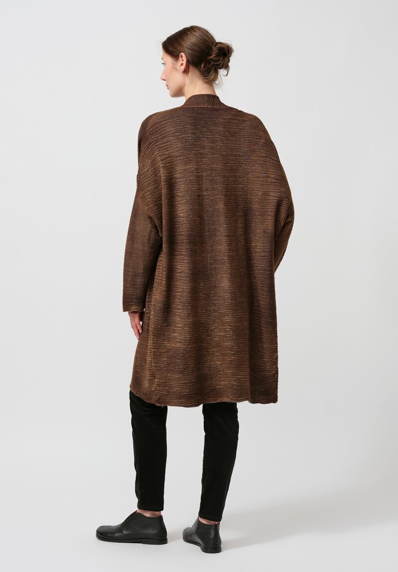 Avant Toi Cashmere & Silk Bellino Cardigan in Nero Sughero Brown	