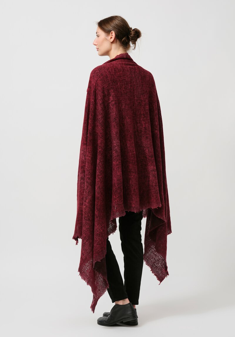 Avant Toi Distressed Cashmere Stramato Scarf in Nero Wine Red	