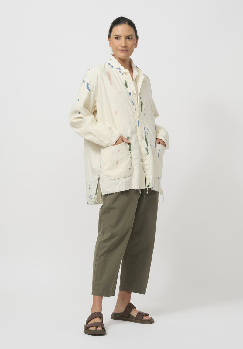 Cottle Silk & Hemp Leaf Vein Reversible Jacket in Fermentation White	