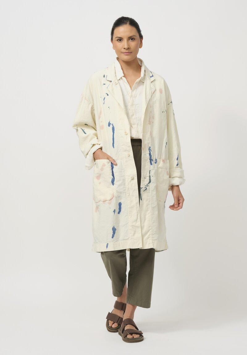 Cottle Silk & Hemp Leaf Vein Reversible Coat in Fermentation White	