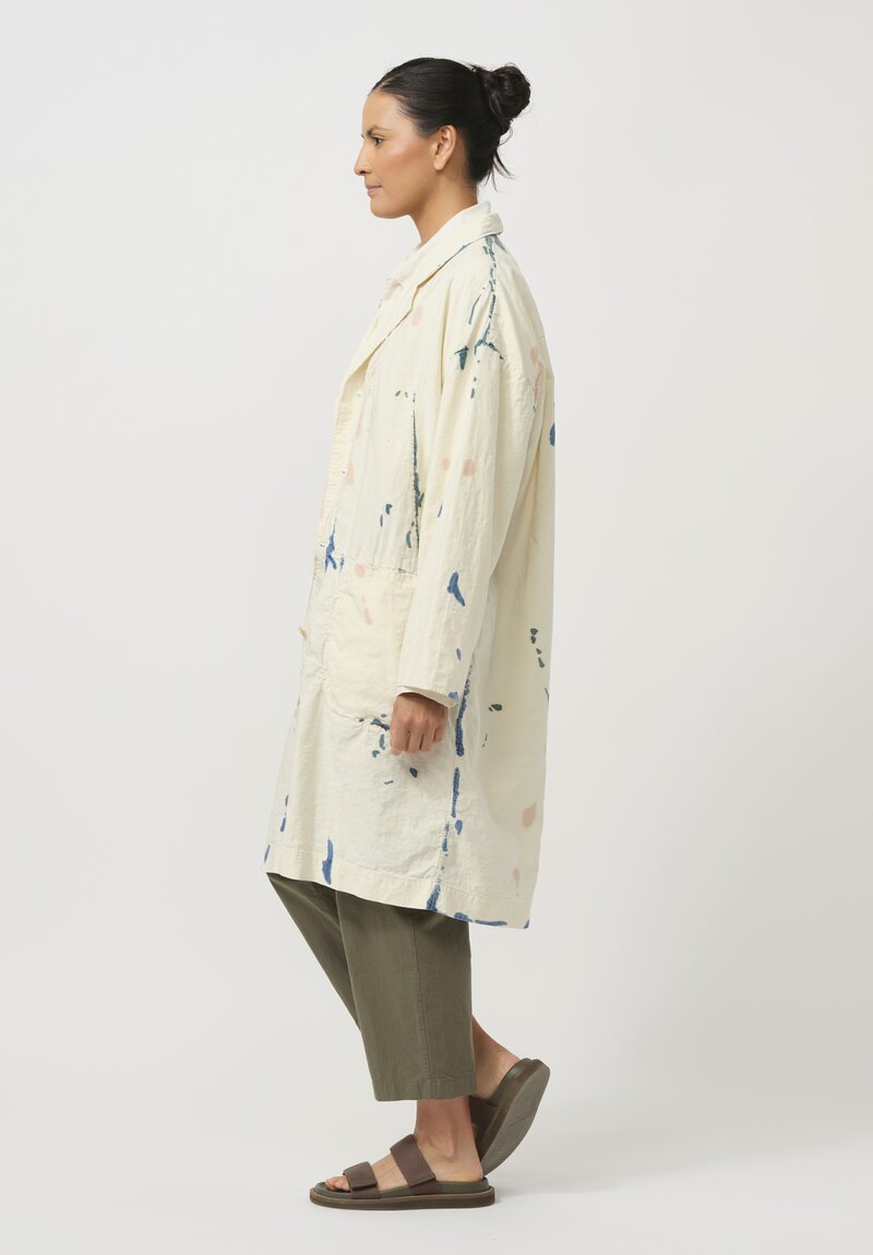 Cottle Silk & Hemp Leaf Vein Reversible Coat in Fermentation White	