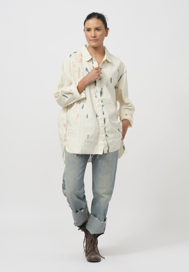 Cottle Silk & Hemp Leaf Vein Tailor Made Shirt in Fermentation White	