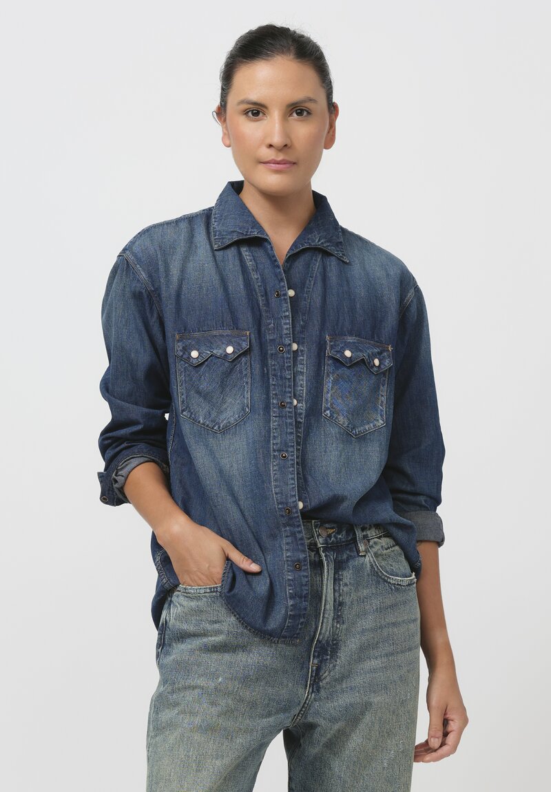 Cottle Cotton & Linen C.T.L. Denim Shirt in Dark Indigo	