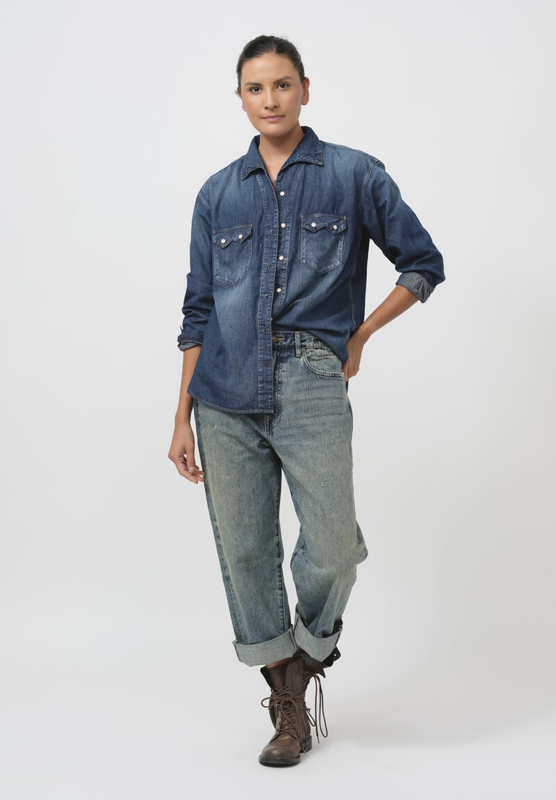 Cottle Cotton & Linen C.T.L. Denim Shirt in Dark Indigo	