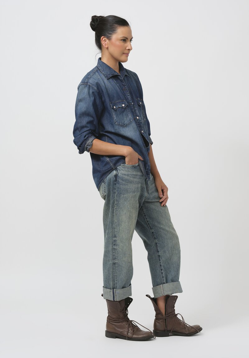 Cottle Cotton & Linen C.T.L. Denim Shirt in Dark Indigo	