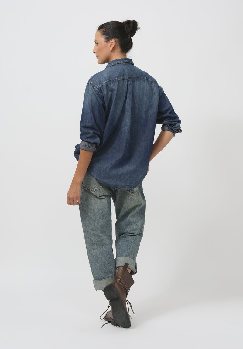 Cottle Cotton & Linen C.T.L. Denim Shirt in Dark Indigo	