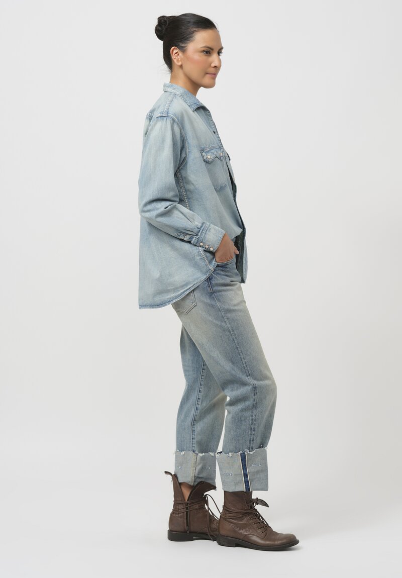 Cottle Cotton & Linen C.T.L. Denim Shirt in Light Indigo	