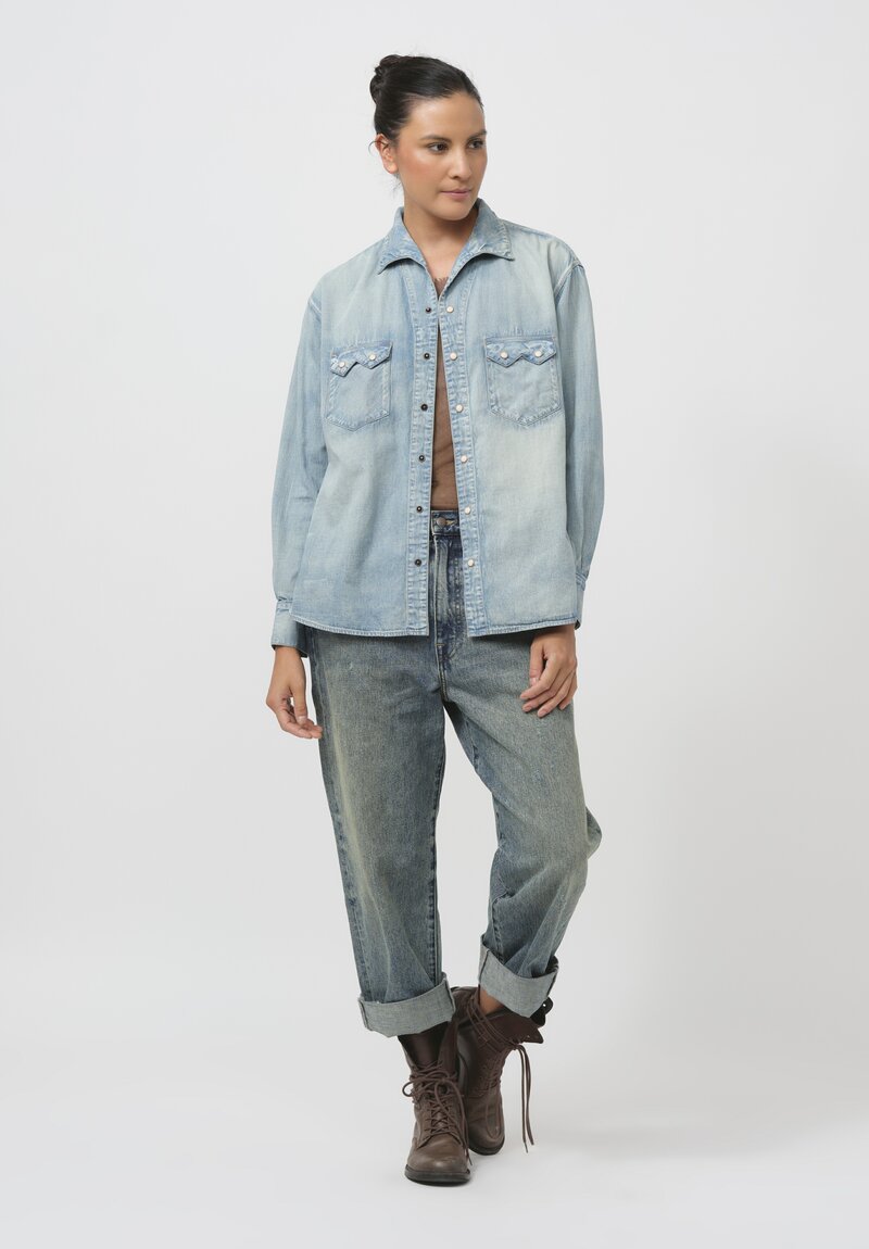 Cottle Cotton & Linen C.T.L. Denim Shirt in Light Indigo	