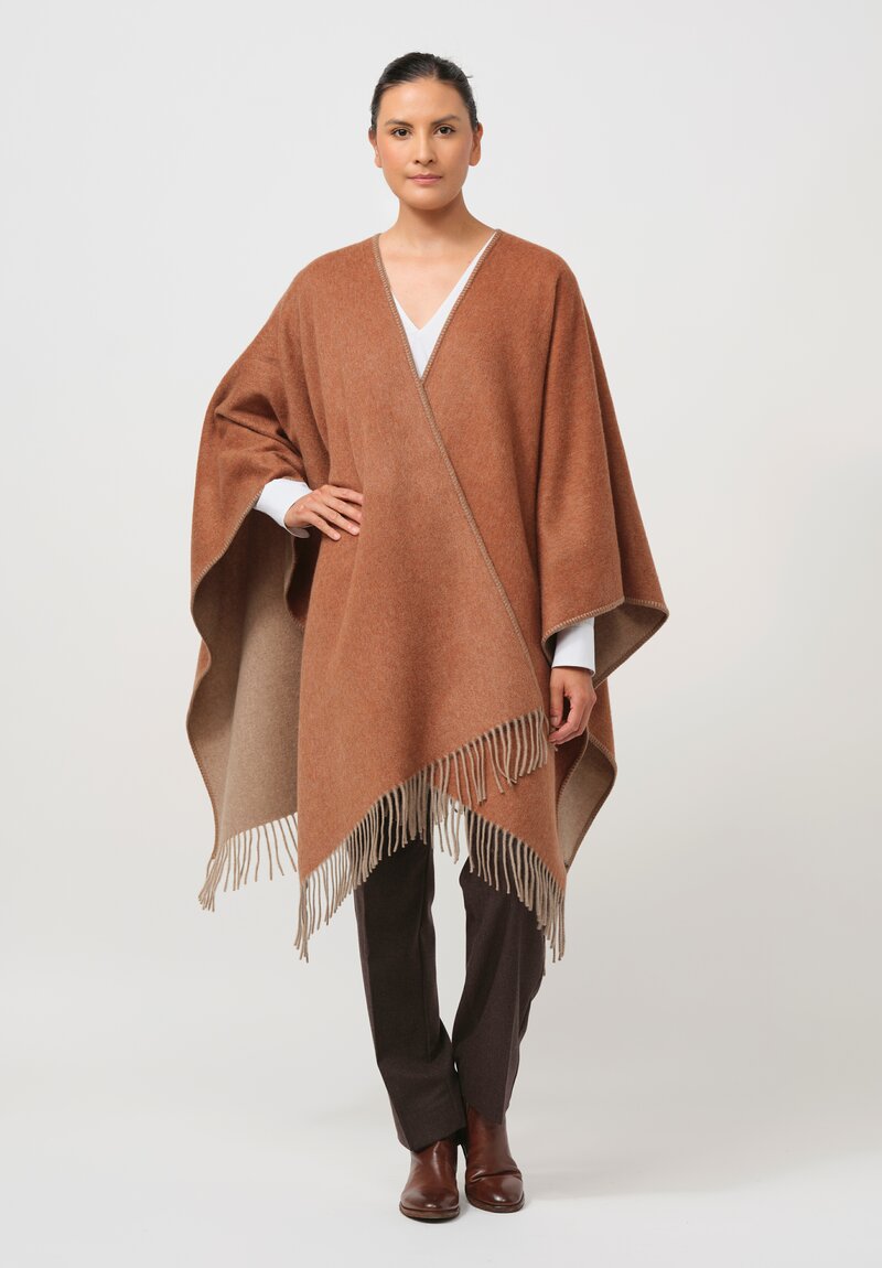 Alonpi Cashmere Mantello Mia Poncho in Paprika Orange	