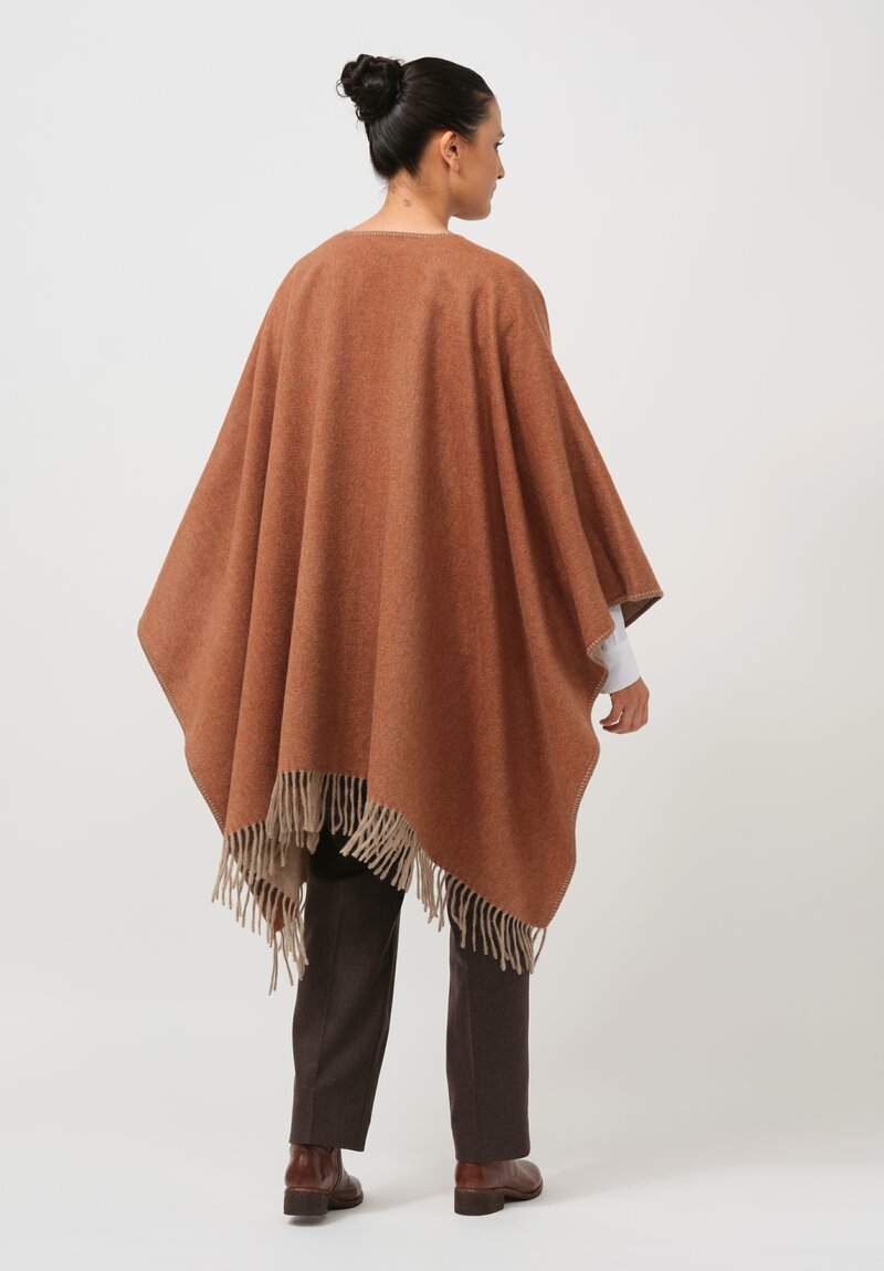 Alonpi Cashmere Mantello Mia Poncho in Paprika Orange	