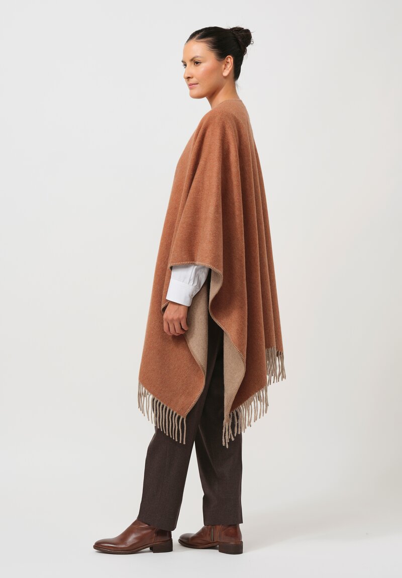 Alonpi Cashmere Mantello Mia Poncho in Paprika Orange	