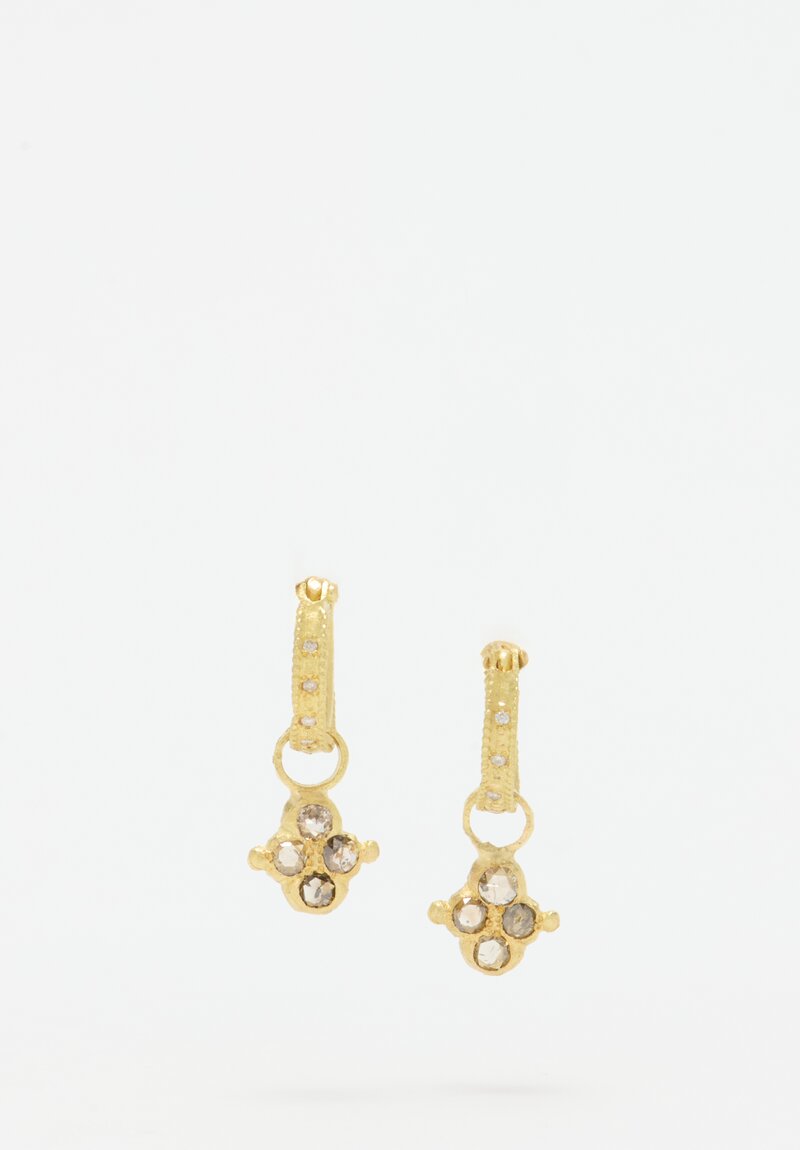 Tovi Farber 18K Hoop Earrings with Clover Diamond Pendant 