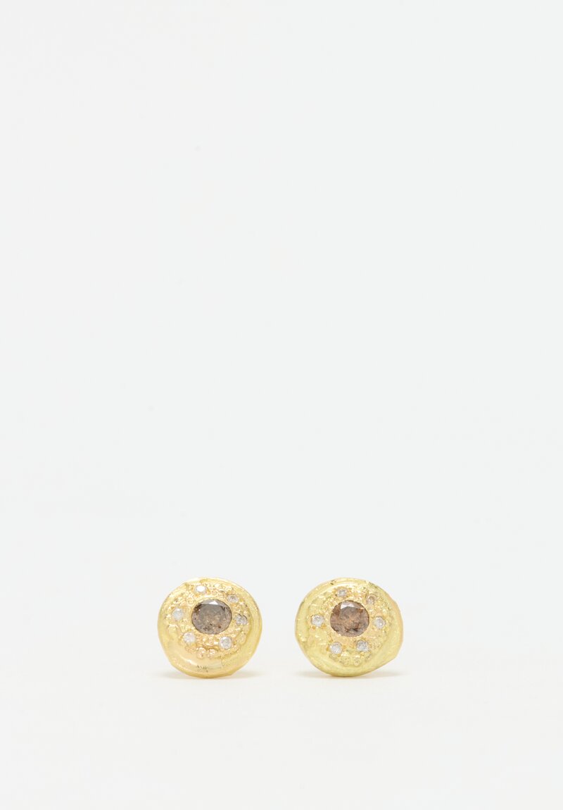 Tovi Farber 18K Stud Earrings with Champagne & White Diamonds	