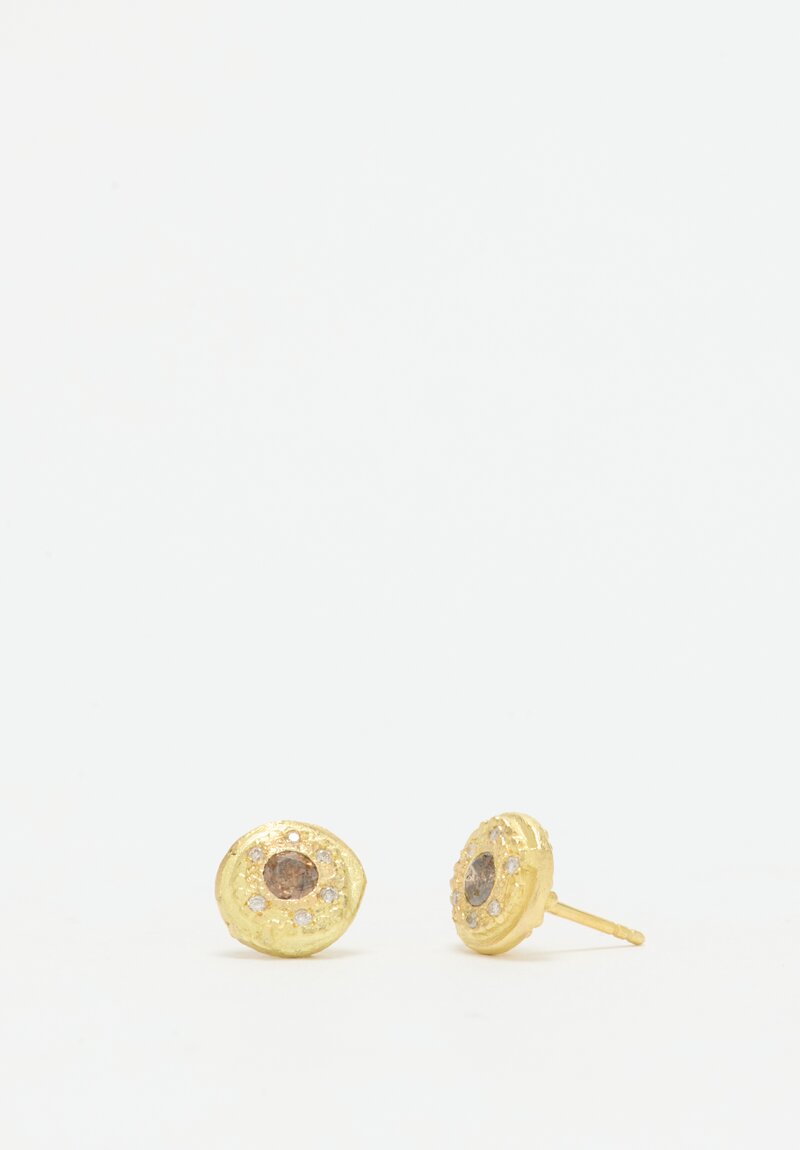 Tovi Farber 18K Stud Earrings with Champagne & White Diamonds	