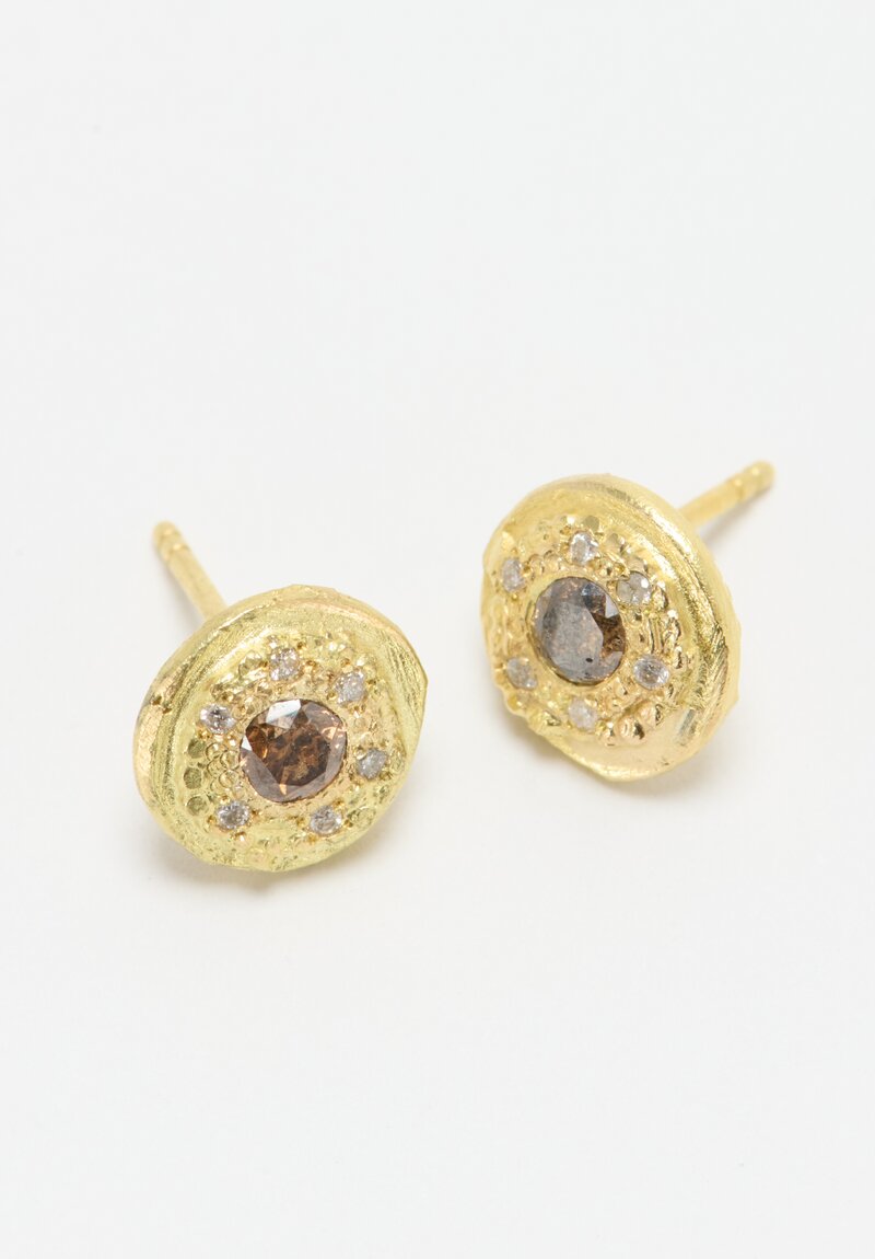 Tovi Farber 18K Stud Earrings with Champagne & White Diamonds	