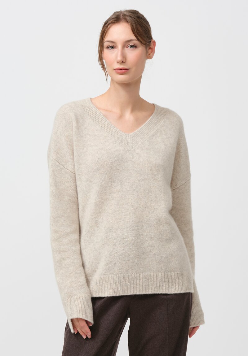 Iris Von Arnim Cashmere & Silk Swan Sweater in Alabaster White	