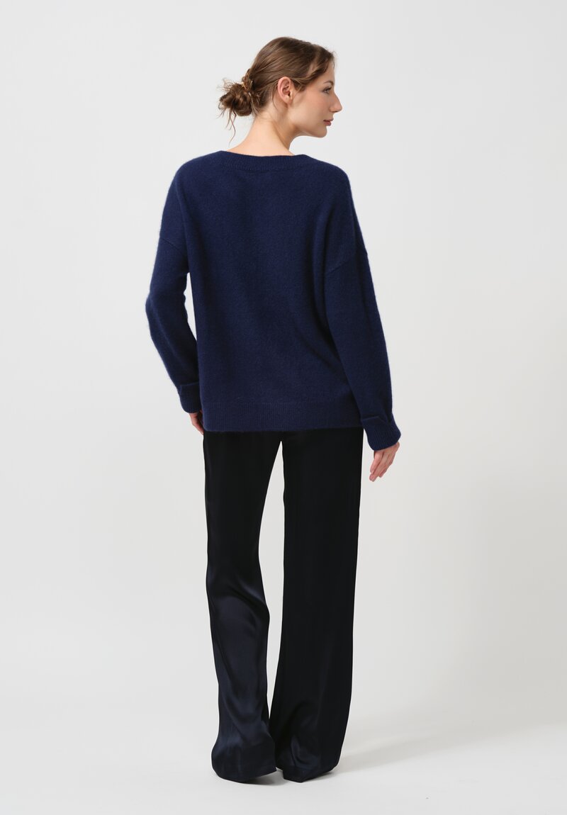 Iris Von Arnim Cashmere & Silk Swan Sweater in Ink Blue	