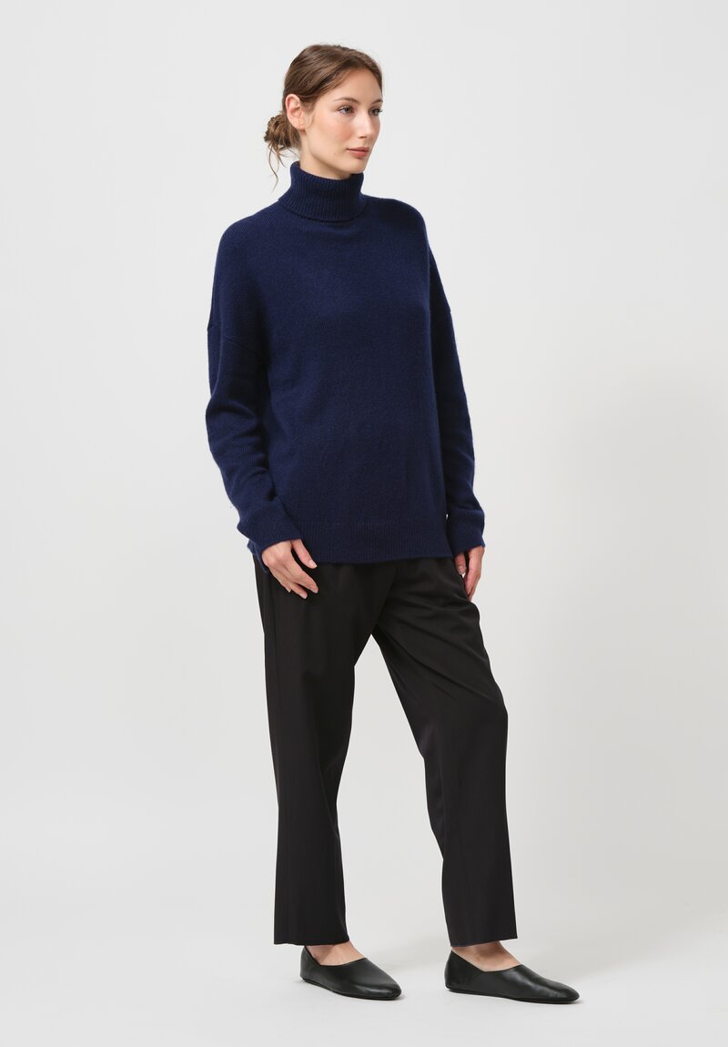 Iris Von Arnim Cashmere & Silk Sunset Sweater in Ink Blue	