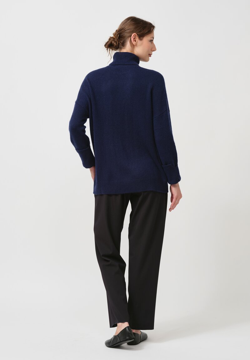 Iris Von Arnim Cashmere & Silk Sunset Sweater in Ink Blue	