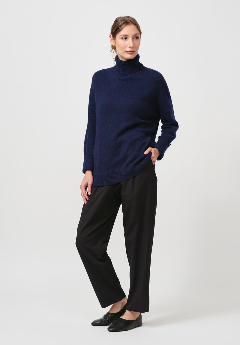 Iris Von Arnim Cashmere & Silk Sunset Sweater in Ink Blue	