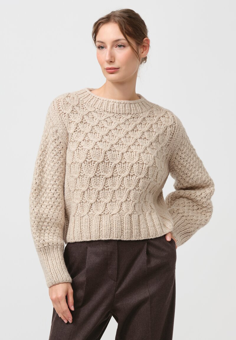 Iris Von Arnim Cashmere Hope Hand Knit Sweater in Natural Santa Fe Dry Goods Workshop Wild Life