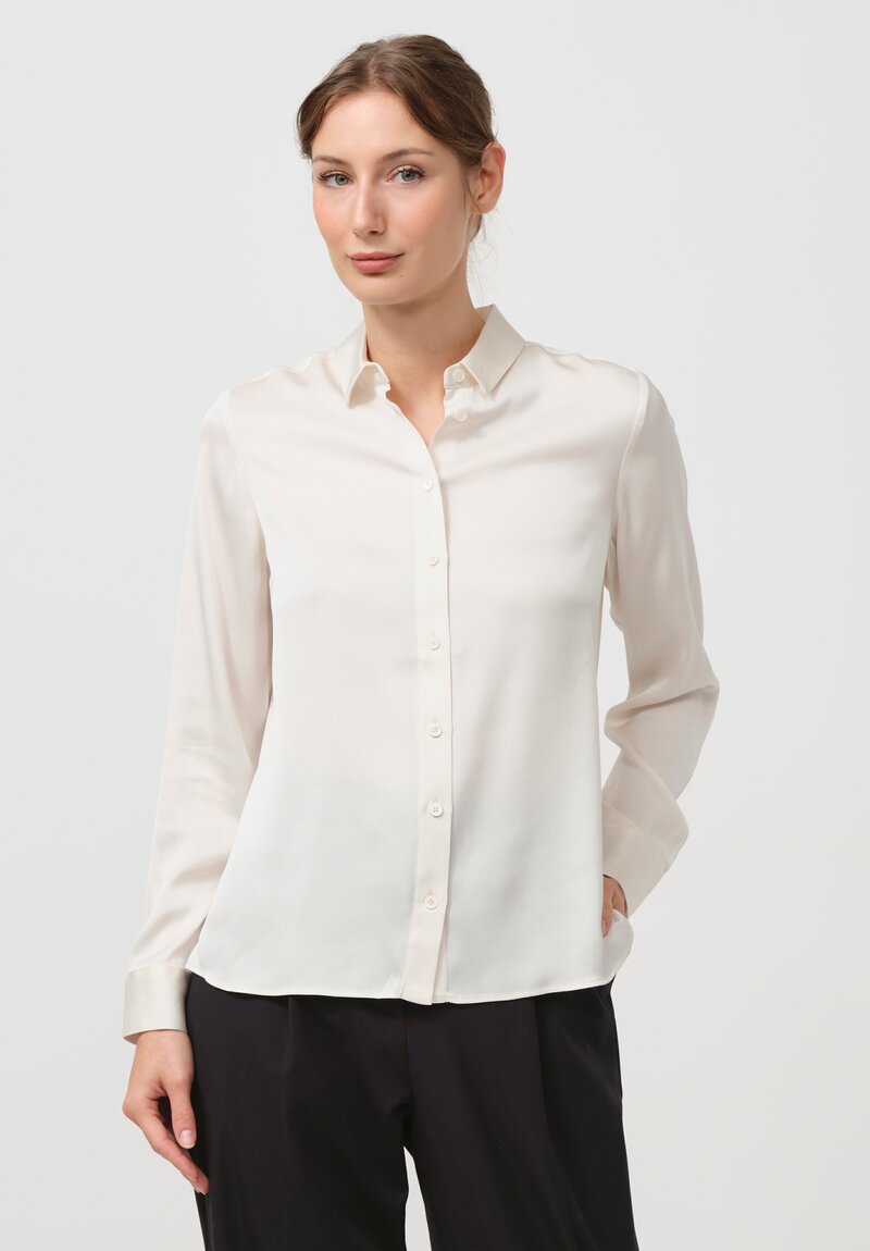 Iris Von Arnim Silk Ontario Shirt in Alabaster White	