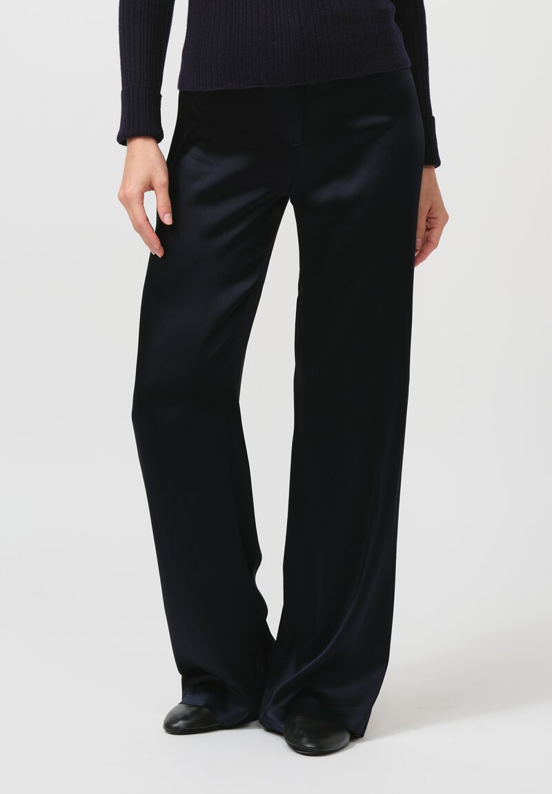 Iris Von Arnim Satin Amalfi Pants in Midnight Blue	