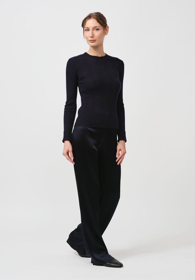 Iris Von Arnim Satin Amalfi Pants in Midnight Blue	