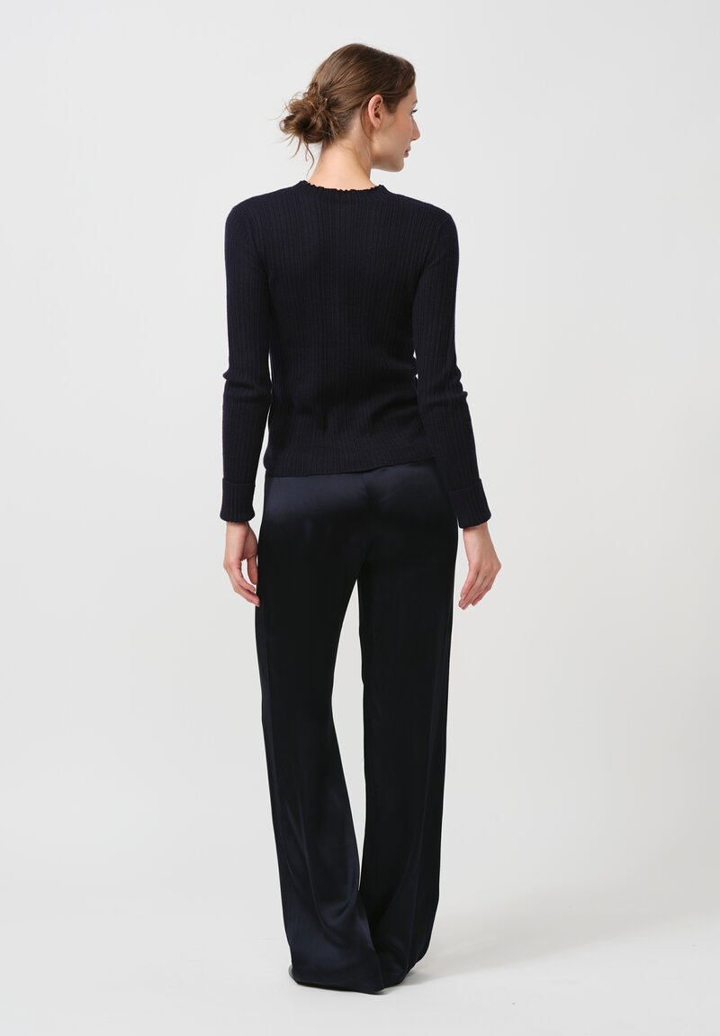 Iris Von Arnim Satin Amalfi Pants in Midnight Blue	