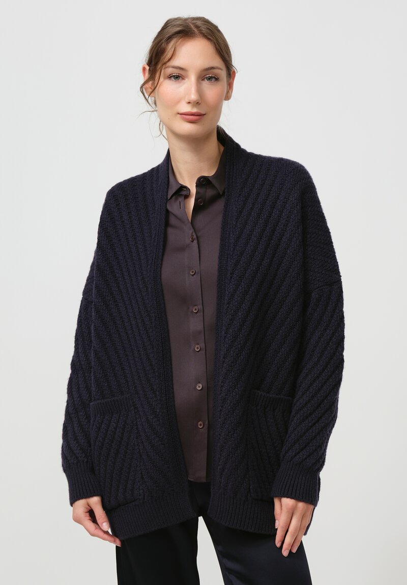 Iris Von Arnim Cashmere Cadiz Cardigan in Midnight Blue	