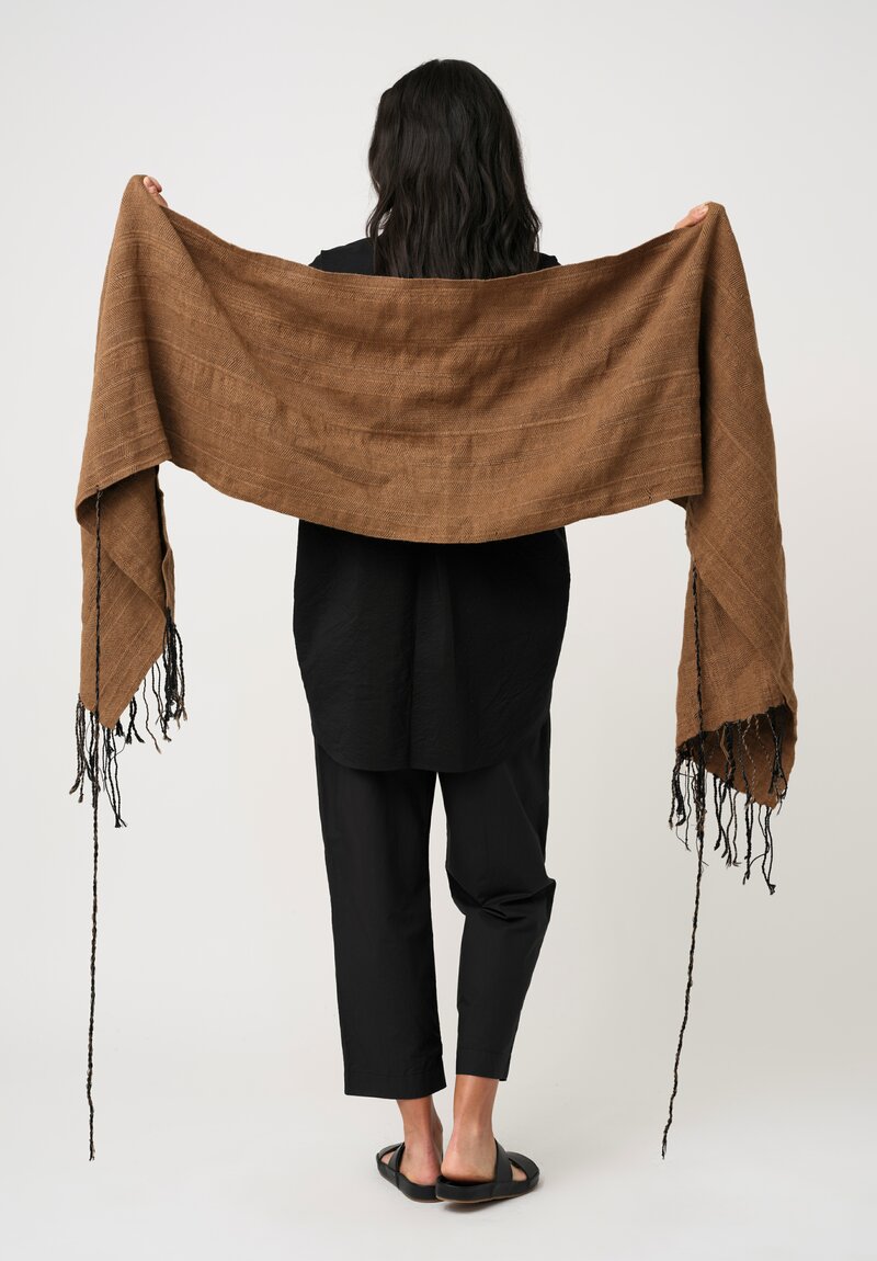 Jan-Jan Van Essche Handwoven Mixed Yarn Scarf in Camel Brown