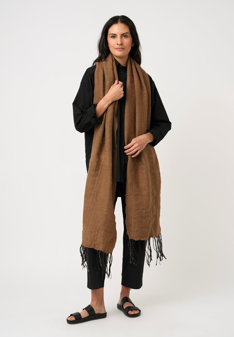 Jan-Jan Van Essche Handwoven Mixed Yarn Scarf in Camel Brown